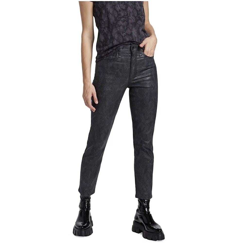NWT Rag & Bone Nina High Rise Ankle Cigarette Jeans Snake Foil Gray Size 30